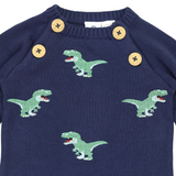 T-REX Embroidered Knit Onesie Navy AW25