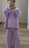 Chunky Knit Pants- Lilac AW26