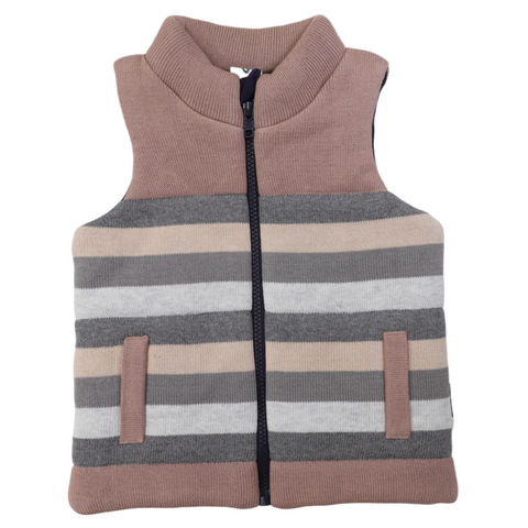 Padded Knit Vest Hazelnut Stripe AW24