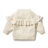 Ecru Knitted Ruffle Cardigan AW24