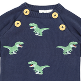 T-REX Embroidered Knit Onesie Navy AW25