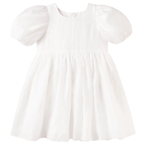 Noa Puff Sleeve Bow Back Dress - Ivory SS25