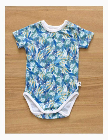 Leaves short sleeve bodysuit- leaf print