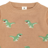 T-REX Embroidered Knit Sweater Chestnut AW25