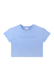 Cotton Embroidery Crop Tee- Sky Blue AW25