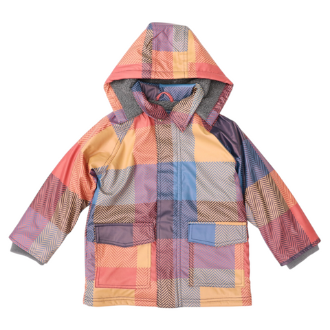 Sherpa Lined Check Raincoat Red AW25