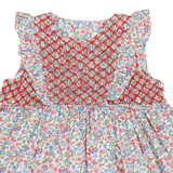 Frill Smocked Dress Red Floral SS25