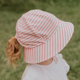 Girls Kids Ponytail Bucket Sun Hat- Pink Stripe SS25