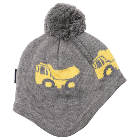 Tip Truck Knit Beanie with Pom Pom Charcoal AW24