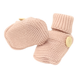 Cotton Knit Button Bootie with gift box dusty pink AW25