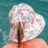 Girls Ponytail Swim Bucket Beach Hat- Hibiscus SS25