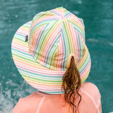 Girls Ponytail Swim Bucket Hat- Rainbow SS25