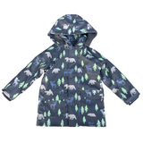 Bear Print Colour Change Sherpa Lined Raincoat Charcoal AW24