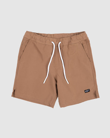 Block Elastic Youth Shorts- Khaki SS25