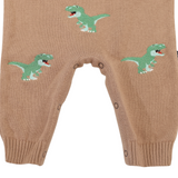 T-REX Embroidered Knit Onesie Chestnut AW25