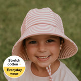 Girls Kids Ponytail Bucket Sun Hat- Pink Stripe SS25