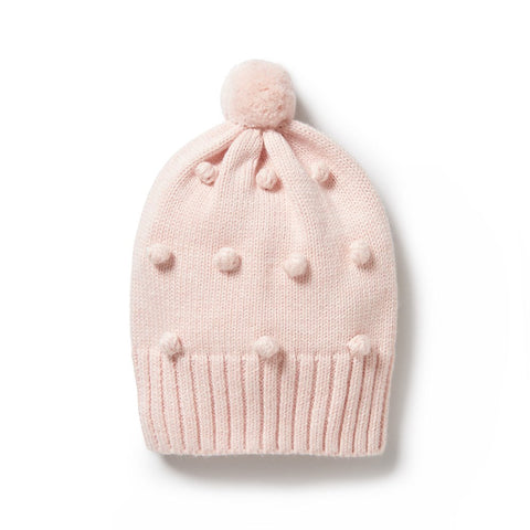 Pink Knitted bauble hat AW24