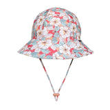 Girls Ponytail Swim Bucket Beach Hat- Hibiscus SS25