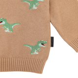 T-REX Embroidered Knit Sweater Chestnut AW25