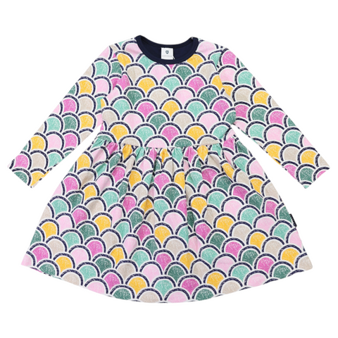 Cotton Arch Print Dress- Green AW25