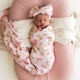 Boots & Bows Organic Jersey Wrap & Topknot Set