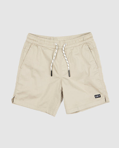 Stone Elastic Waist Youth Shorts- Cement SS25