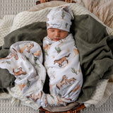 Wild Horses Organic Jersey Wrap & Beanie Set