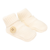 Cotton Knit Button Bootie with gift box white AW25