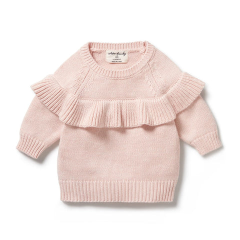 Pink Knitted Ruffle Jumper AW24