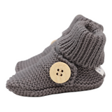 Cotton Knit Button Bootie with gift box charcoal AW25