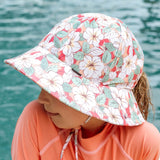 Girls Ponytail Swim Bucket Beach Hat- Hibiscus SS25