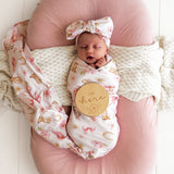 Boots & Bows Organic Jersey Wrap & Topknot Set
