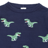 T-REX Embroidered Knit Sweater Navy AW25