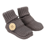 Cotton Knit Button Bootie with gift box charcoal AW25