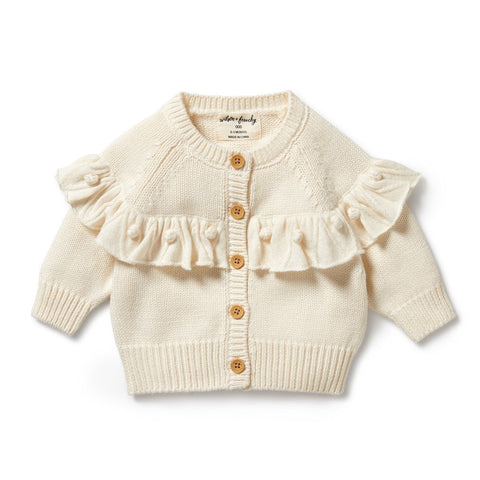 Ecru Knitted Ruffle Cardigan AW24