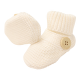 Cotton Knit Button Bootie with gift box white AW25