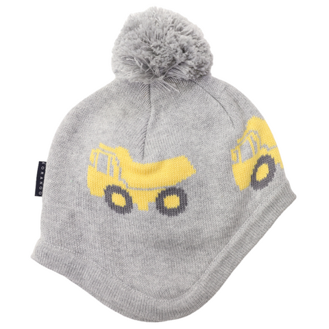 Tip Truck Knit Beanie with Pom Pom Grey AW24