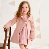 Frilled Collared Overcoat Faux Wool Dusty Pink AW25