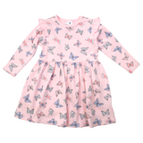 Butterfly Print Long Sleeve Dress Fairytale Pink AW24