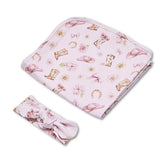 Boots & Bows Organic Jersey Wrap & Topknot Set