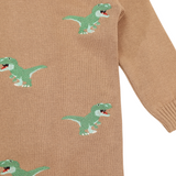 T-REX Embroidered Knit Onesie Chestnut AW25