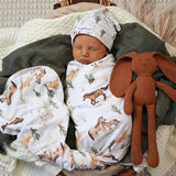 Wild Horses Organic Jersey Wrap & Beanie Set