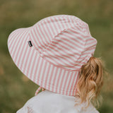 Girls Kids Ponytail Bucket Sun Hat- Pink Stripe SS25
