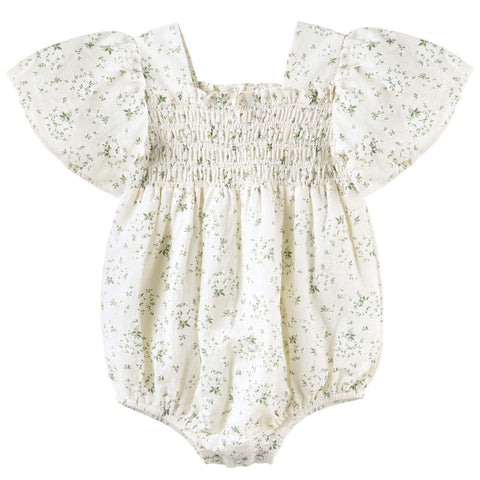 Lily Puff Sleeve Romper - Ecru Floral SS25