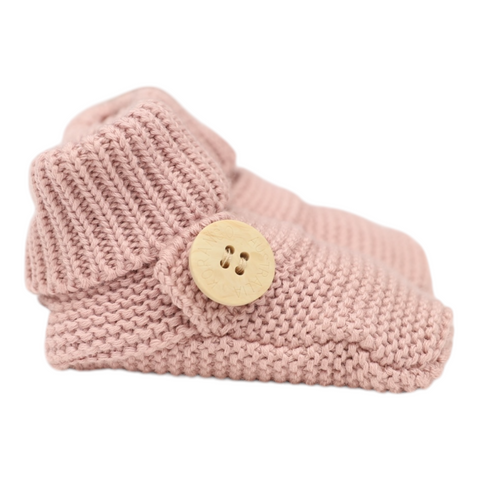 Cotton Knit Button Bootie with gift box dusty pink AW25