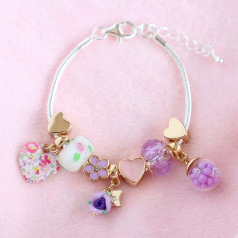 Petite Fleur Violets Charm Bracelet