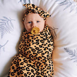 PEACH LEOPARD PRINT TOP KNOT HEADBAND