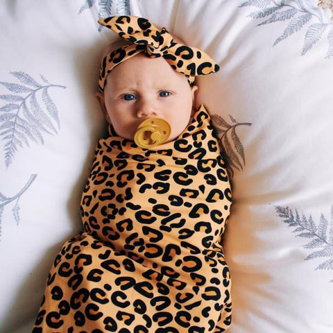 PEACH LEOPARD PRINT TOP KNOT HEADBAND