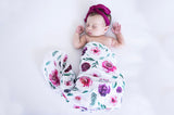 Peony Bloom Baby Jersey Wrap & Topknot Set
