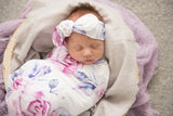 Lilac Skies Baby Jersey Wrap & Topknot Set